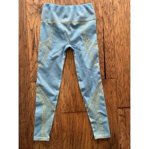 Fabletics Blue Yellow Seamless High Waisted Leggings, Size S